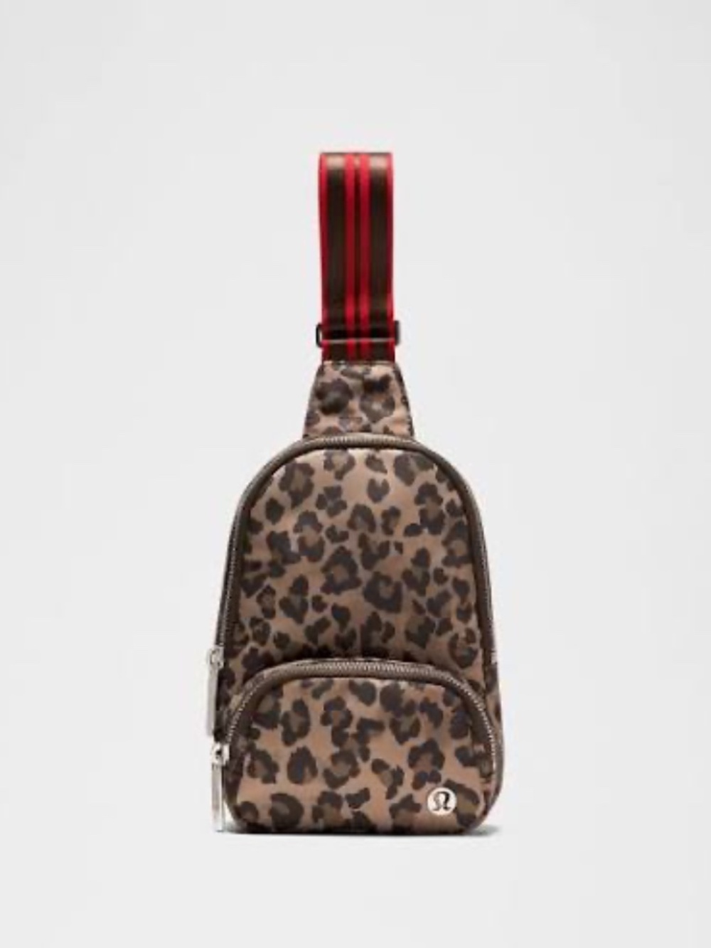 NWOT Lululemon Everywhere Small Sling Bag 2L in Leopard w/ Red Striped Strap